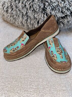 Ariat Cruiser Cactus Turquoise Metallic Slip On Loafers - Women's Size 8 Western